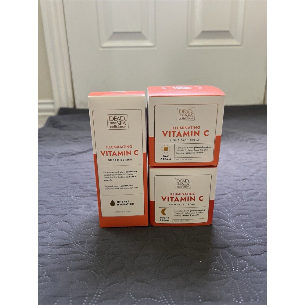Dead Sea Collection Vitamin C Anti-Aging Serum, Day & Night Cream Set (1.69 oz)